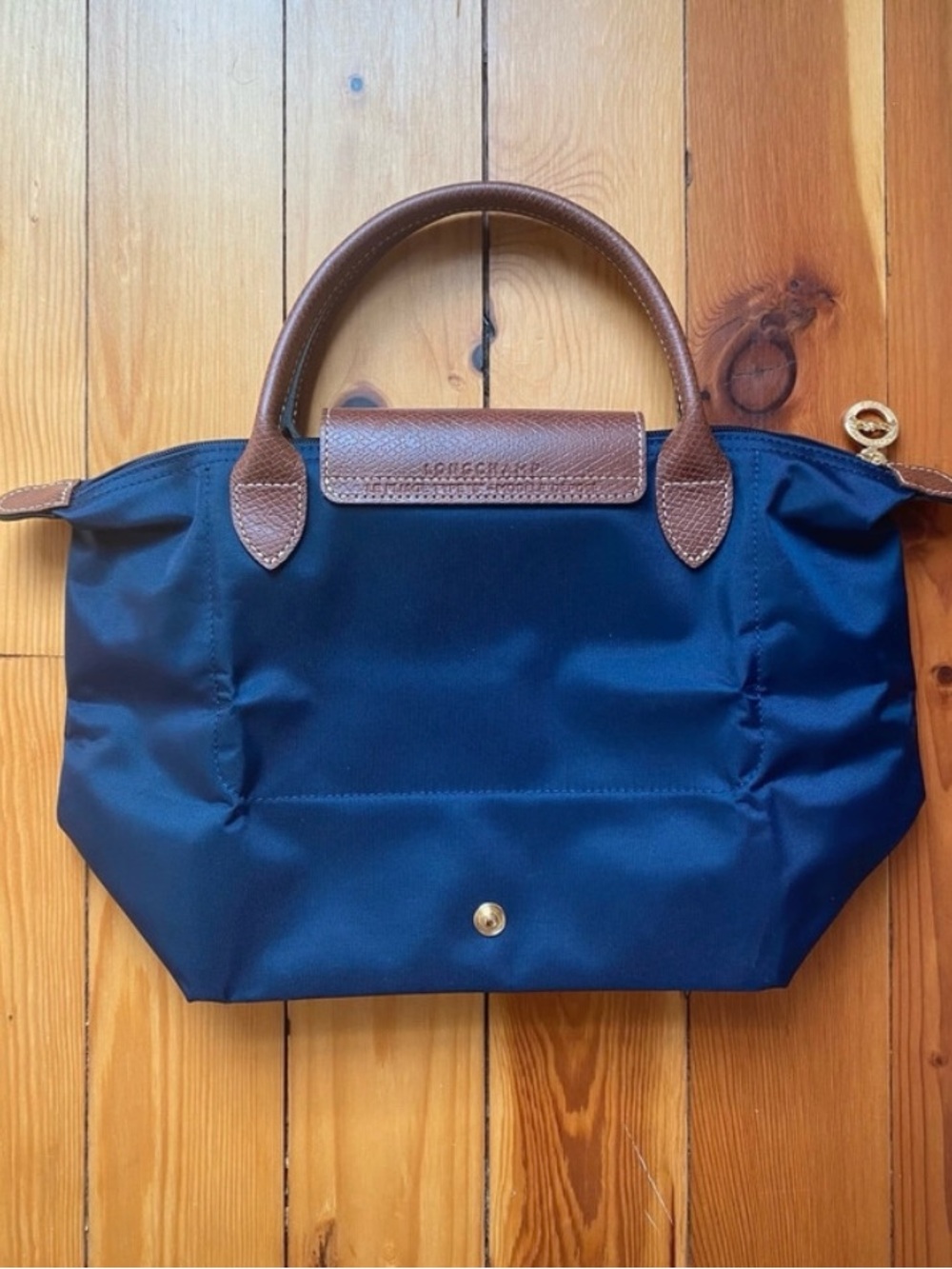 NEW Longchamp Le Pliage Small Handbag with Short Handles in Navy - Picture 3 of 11